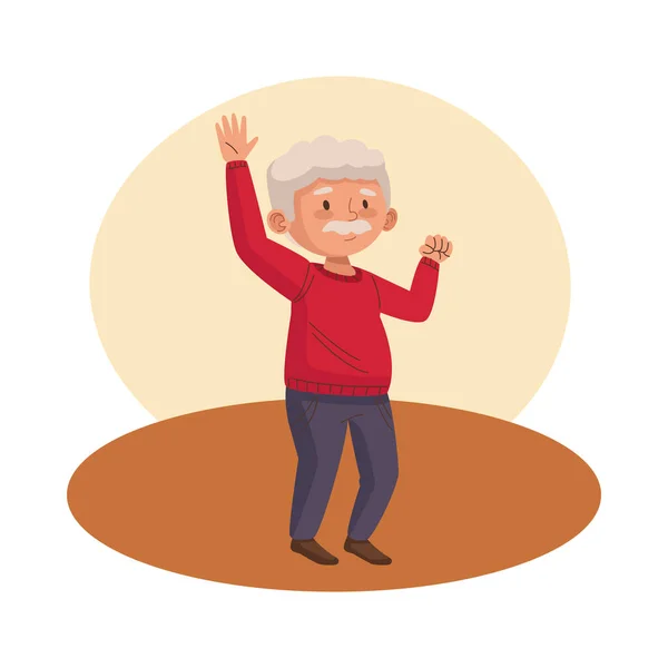 Old man eldery dancing character — Stock Vector