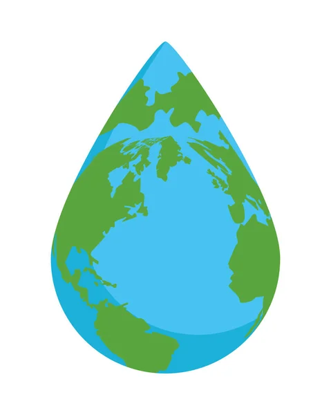 Earth planet with water drop shape — Stock Vector