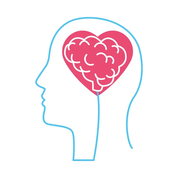 Profil z mózgowej opieki zdrowia psychicznego serca — Wektor stockowy