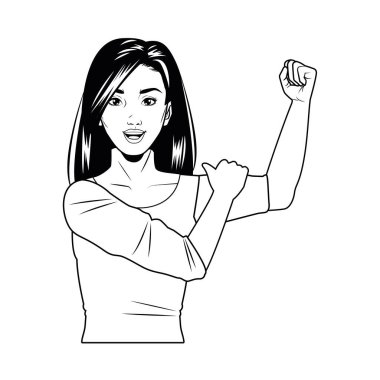 Güzel, genç, güçlü bir kadın sanat çizgisi tarzı.