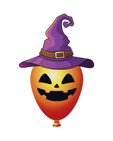 Halloween ballon helium met heks hoed — Stockvector