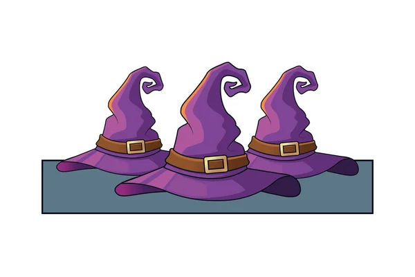 Chapeaux de sorcière halloween ensemble icônes — Image vectorielle