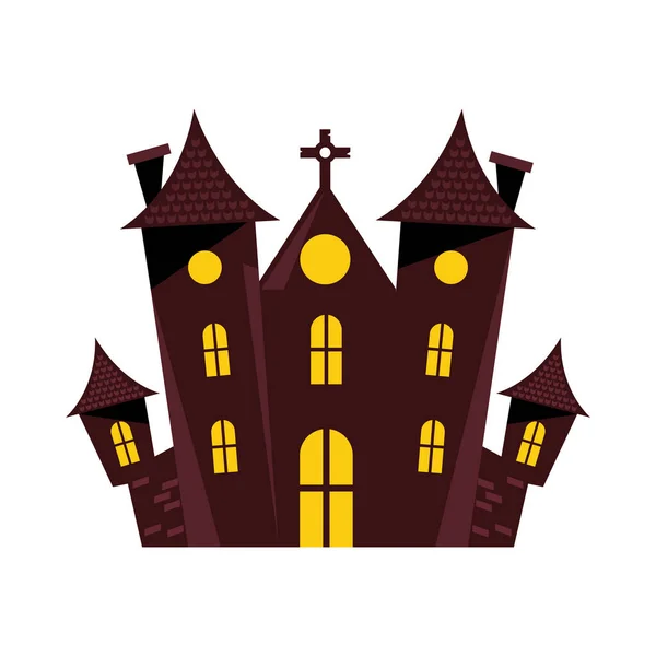 Halloween dark castle isolated icon — Stock Vector