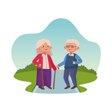 Baston karakterli yaşlı çiftler