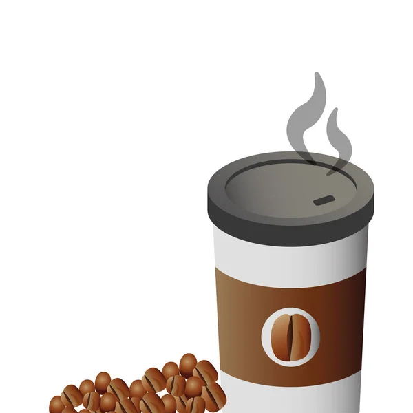 将美味的咖啡装在装有谷物的塑料容器中 — 图库矢量图片