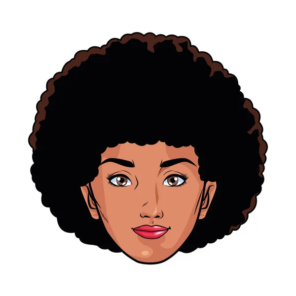 Afro junge Frau Kopf Pop Art Stil — Stockvektor