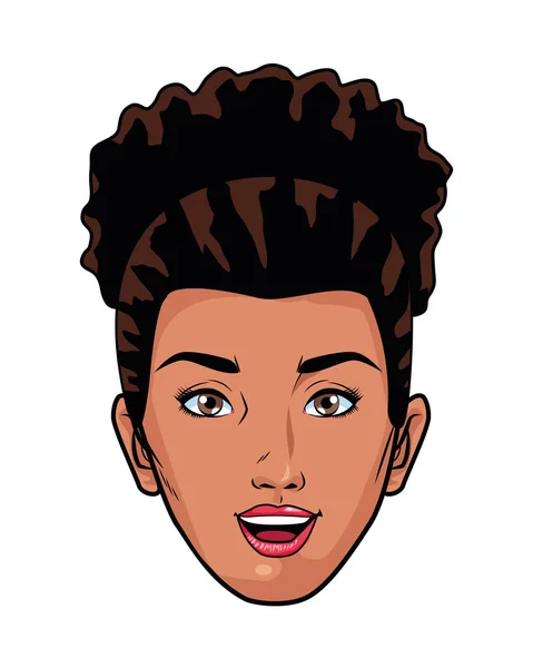 Afro fiatal nő fej pop art stílus — Stock Vector