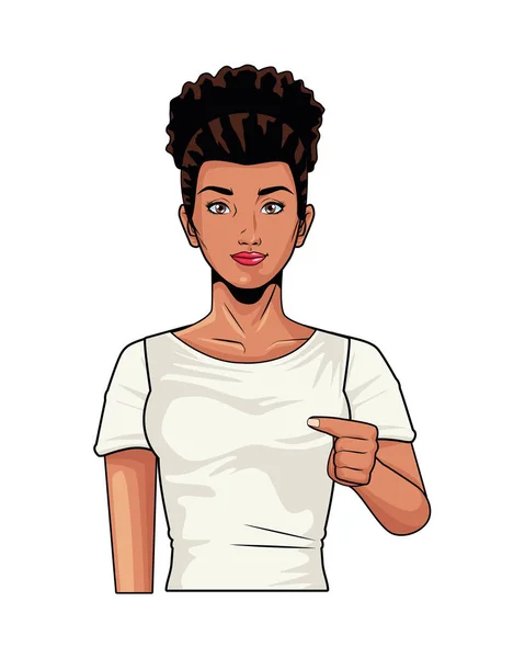 Afro mladá žena pop art styl — Stockový vektor