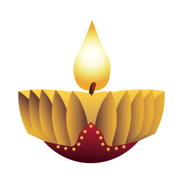 Religión hindú vela icono de oro — Vector de stock