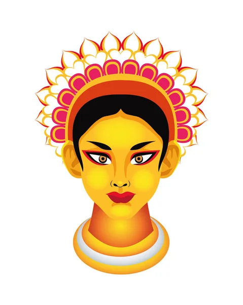 Dewi kepala ikon agama hindu - Stok Vektor