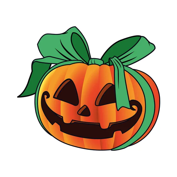 Хэллоуин тыквенное лицо с луком значок — стоковый вектор