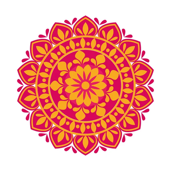 Mandala navratri avec décoration de couleur rouge icône hindou — Image vectorielle