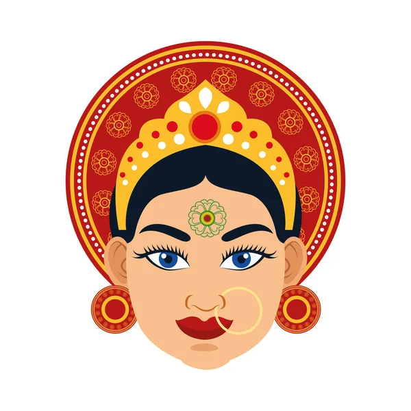 Diosa cabeza hindú religión icono — Archivo Imágenes Vectoriales