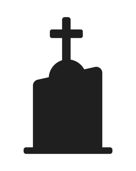 Tumba del cementerio con icono de cruz aislada — Archivo Imágenes Vectoriales