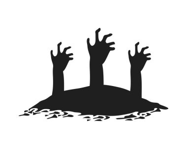 Zombiler ölüm elleriyle izole edilmiş ikonlar.