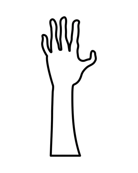 Zombie muerte mano línea estilo icono — Vector de stock