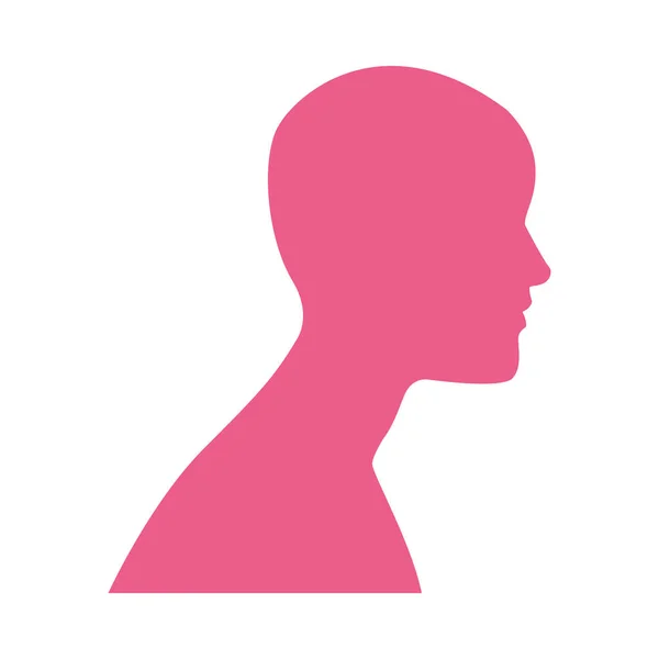 Pink woman bald profile figure silhouette — Stock Vector