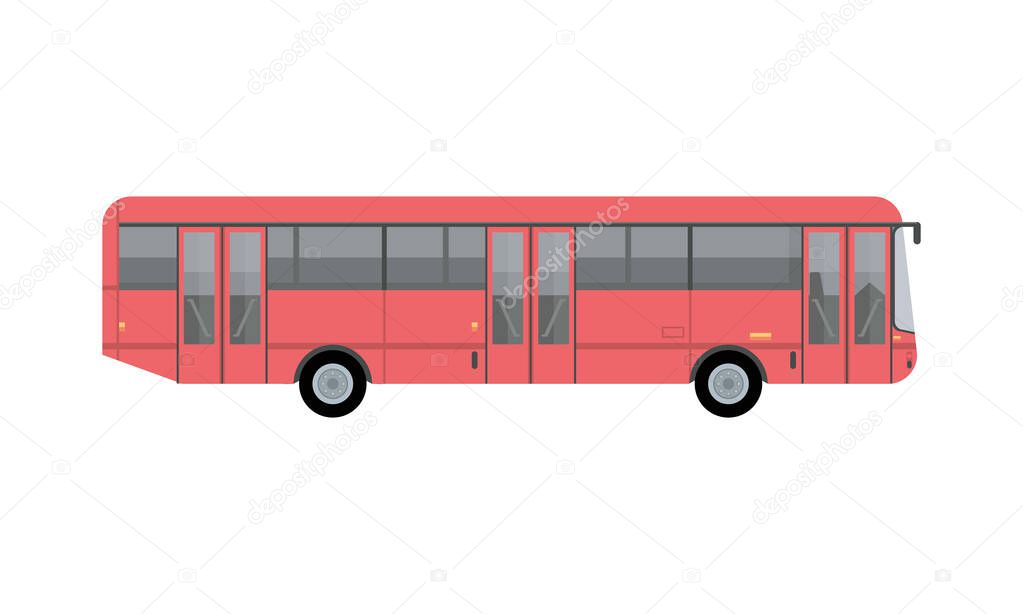 red bus public transport vehicle icon