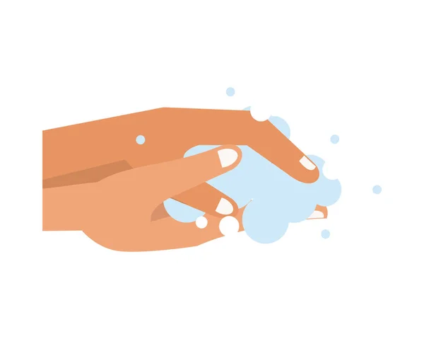 Hands washing cleaning with foam — Stock Vector