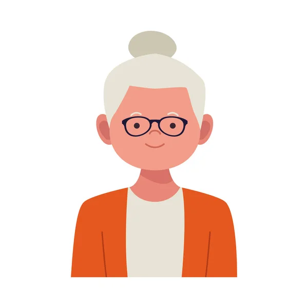 Vieille femme avatar personnage icône — Image vectorielle