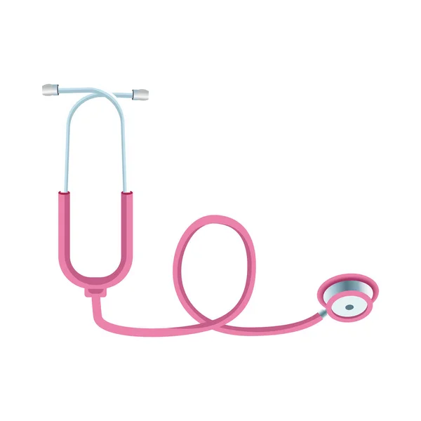 Estetoscopio rosa icono de la herramienta médica cardiovascular — Vector de stock