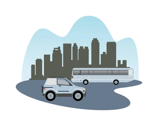 Beyaz karavan ve otobüs araçları model simgesi — Stok Vektör