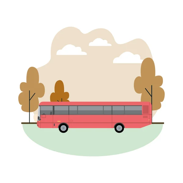 Autobús rojo vehículo de transporte público icono — Vector de stock