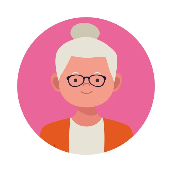 Vieille femme avatar personnage icône — Image vectorielle