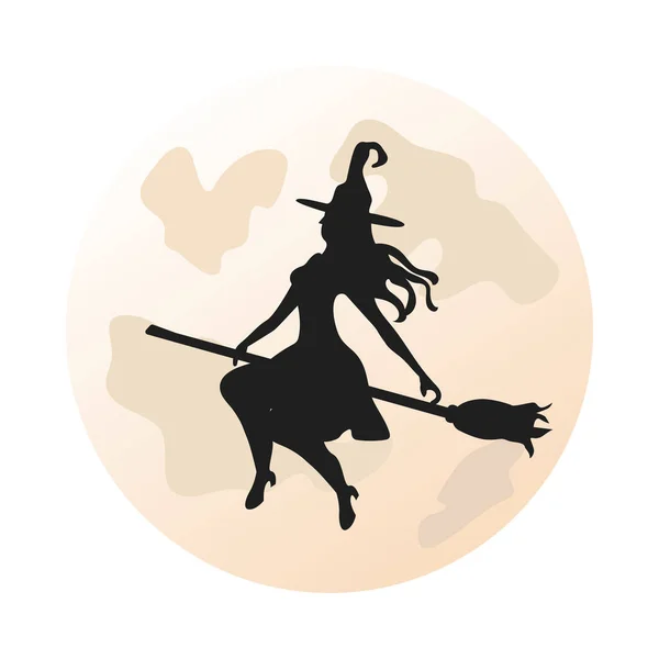 Witch in broom isolated icon — Stock Vector