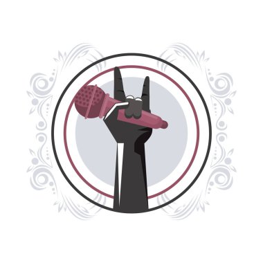 Mikrofon amblemli el pop sanat simgesi