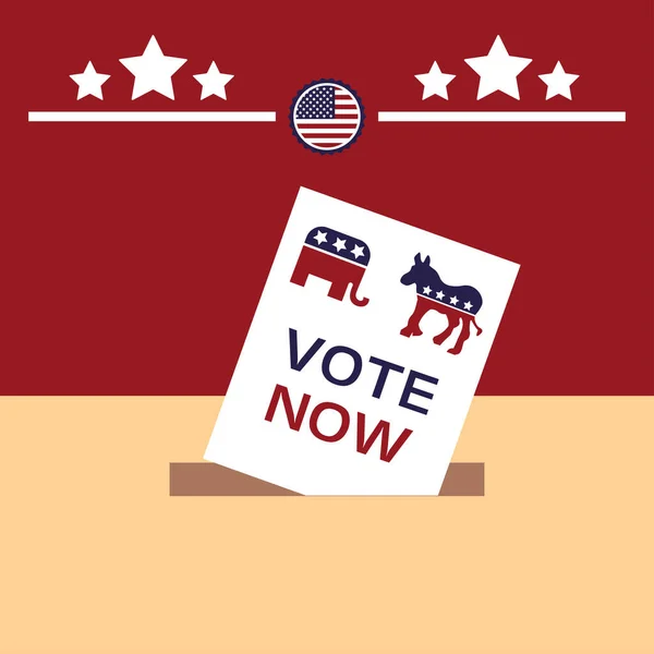 Etats-Unis affiche du jour des élections avec drapeau en âne et éléphant — Image vectorielle