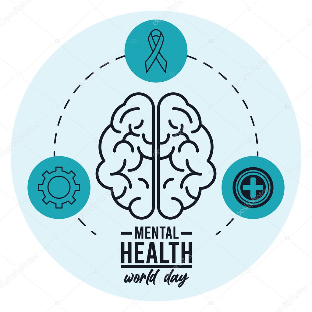 world mental health day campaign with set icons around
