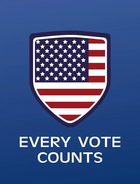 Плакат дня выборов в США с флагом в щите — стоковый вектор