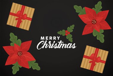 Mutlu noel mektupları Altın hediyeler ve çiçeklerle