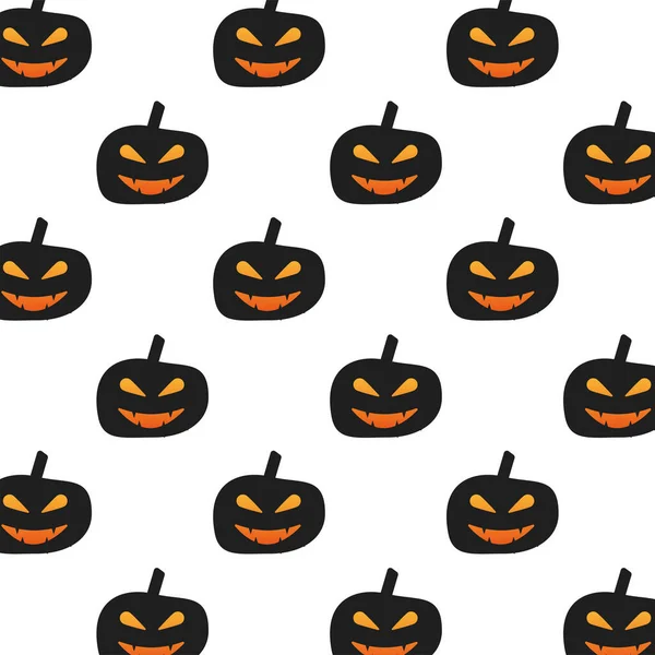Halloween abóboras enfrenta lanternas padrão — Vetor de Stock