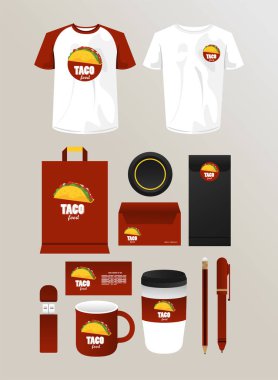 Bir paket Meksika yemeği modelleme elementleri.