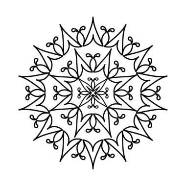 Navratri mandala ve monokrom renkli Hindu simgesi