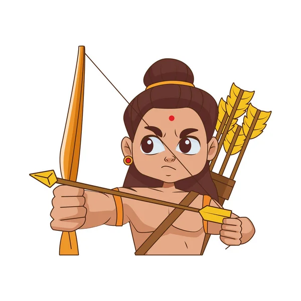 Dios rama tiro con arco icono de la religión hindú — Vector de stock