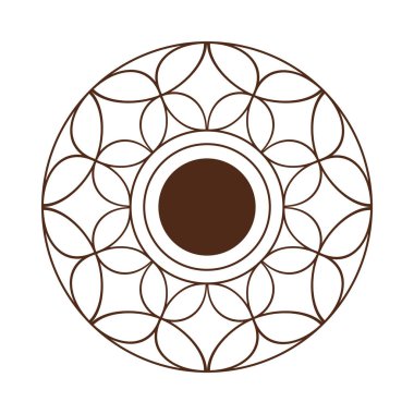 Navratri mandala beyaz arka plan dekorasyonlu kahverengi renkli Hindu.