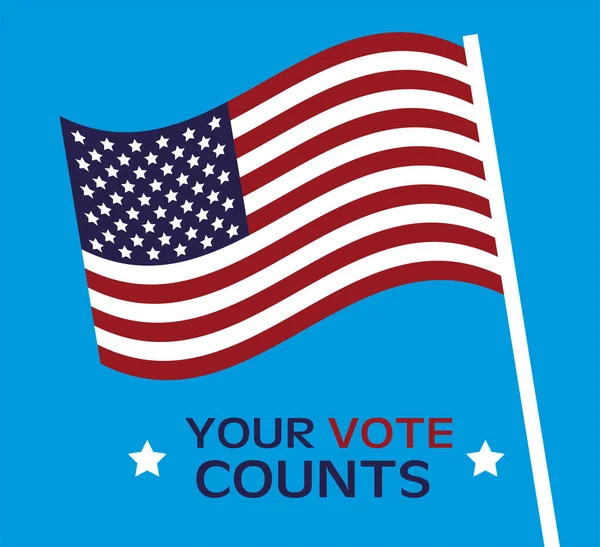Etats-Unis affiche du jour des élections avec drapeau en pole — Image vectorielle