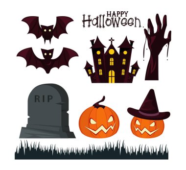 Harflerle ve simgelerle Cadılar Bayramı kutlama kartınız kutlu olsun.