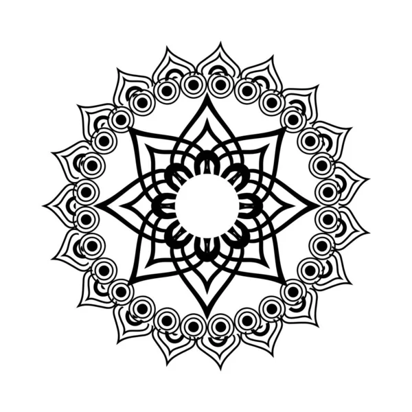 Navratri mandala ve monokrom renkli Hindu simgesi — Stok Vektör