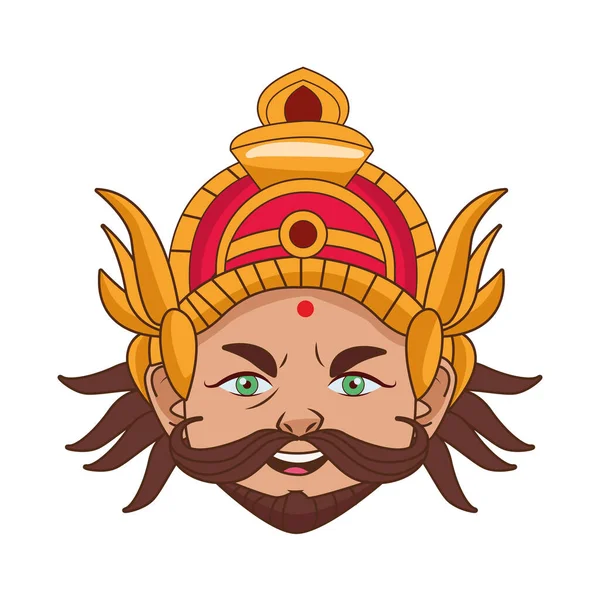 Goldener Ravana Kopf hinduistischer Krieger — Stockvektor