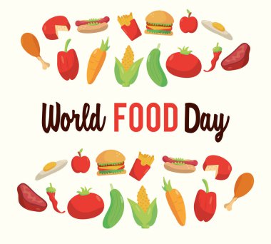 Besleyici gıda çerçeveli dünya yemekleri günü posteri