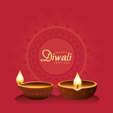 Kırmızı arka planda iki mumla mutlu bayramlar.