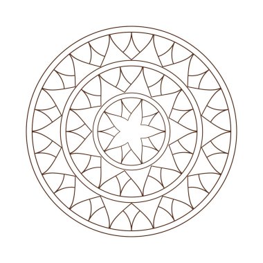 Navratri mandala beyaz arka plan dekorasyonlu kahverengi renkli Hindu.