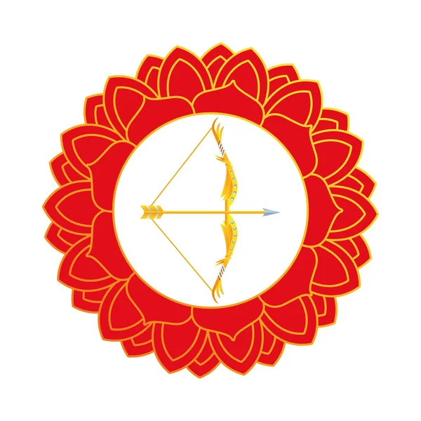 Łuk diwaly i ikona złotej hinduskiej strzałki — Wektor stockowy