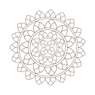 Navratri mandala beyaz arka plan dekorasyonlu kahverengi renkli Hindu.