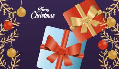 Mutlu noel kartları, hediyeler ve balolar