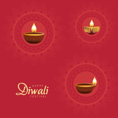 Kırmızı arka planda üç mumla mutlu bayramlar.